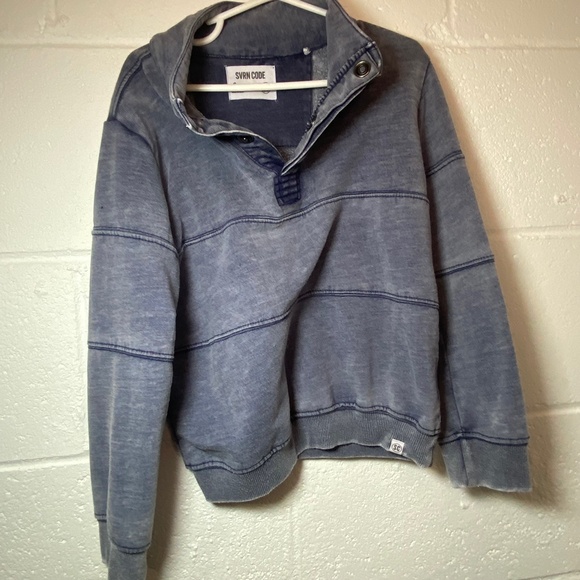 SVRN Code Navy Distressed Washed 1/4 Snap Pullover - Picture 4 of 10